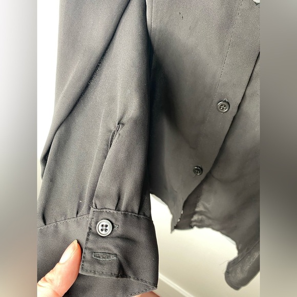 Alex Marie Black Fitted Sheer Button Down Shirt Pictured AS IS - Picture 5 of 7